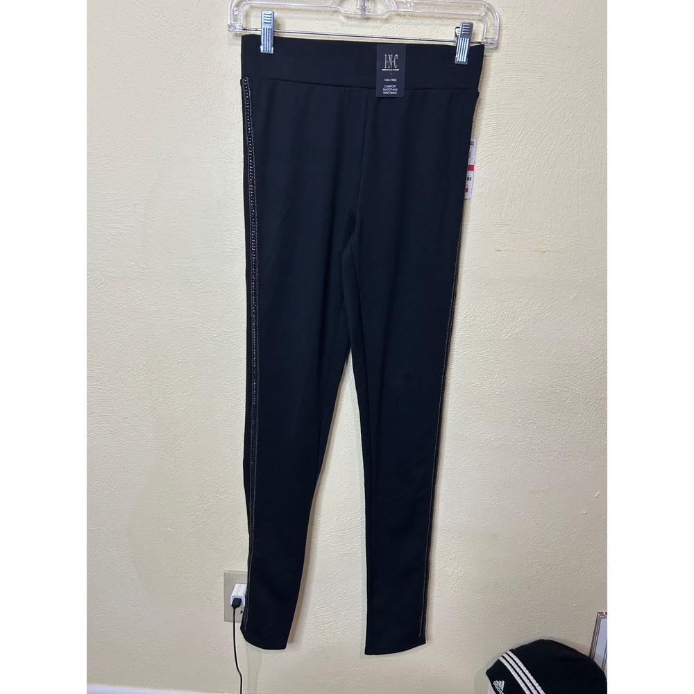 INC High Rise Black Leggings XS Comfort‎ Smoothing Waistband Rhinestone Detail